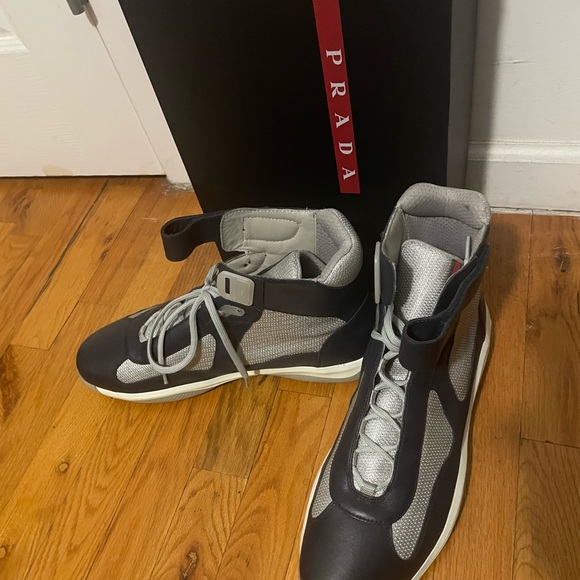 PRADA Black and Gray High-Top Mens Sneaker - Picture 4 of 5